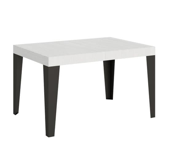 Table Extensible 90x130/234 Cm Flame Frêne Blanc Cadre Anthracite