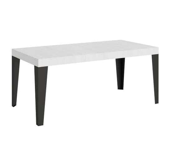 Table Extensible 90x180/284 Cm Flame Frêne Blanc Cadre Anthracite