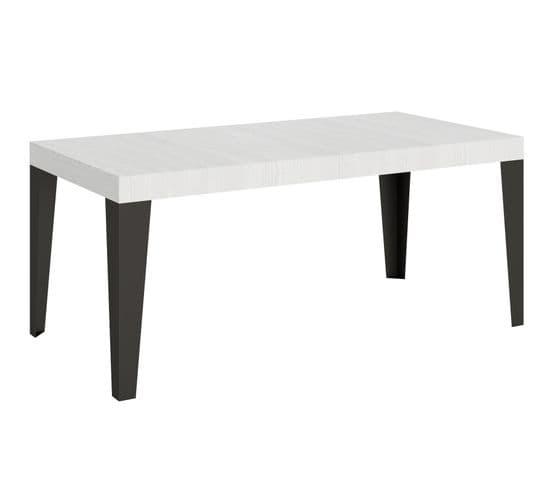 Table Extensible 90x180/440 Cm Flame Frêne Blanc Cadre Anthracite