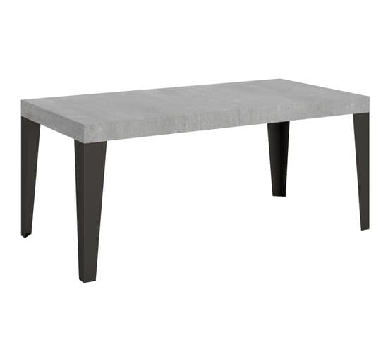 Table Extensible 90x180/440 Cm Flame Ciment Cadre Anthracite