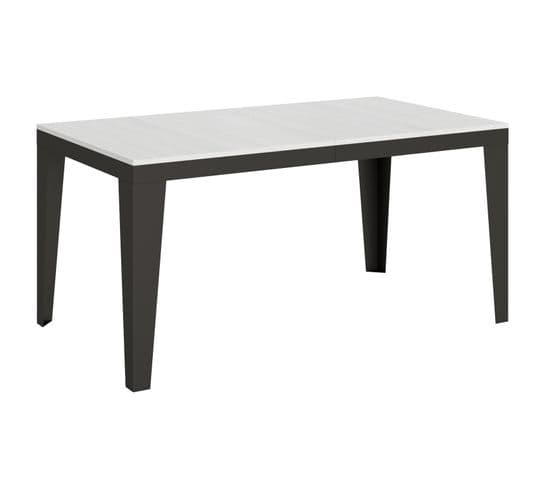 Table Extensible 90x160/264 Cm Flame Evolution Frêne Blanc Cadre Anthracite