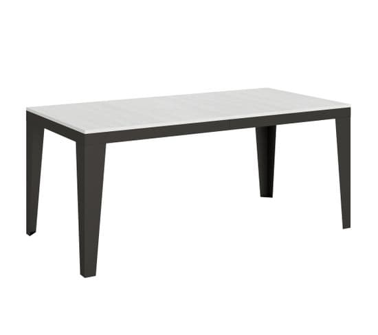 Table Extensible 90x180/284 Cm Flame Evolution Frêne Blanc Cadre Anthracite