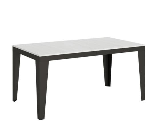Table Extensible 90x160/420 Cm Flame Evolution Frêne Blanc Cadre Anthracite