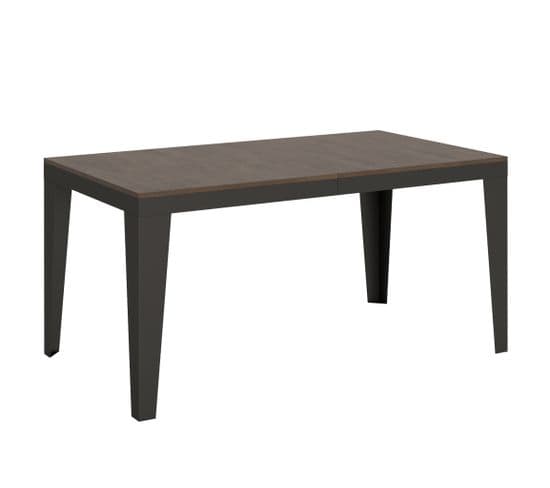 Table Extensible 90x160/420 Cm Flame Evolution Noyer Cadre Anthracite