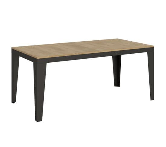 Table Extensible 90x180/440 Cm Flame Evolution Chêne Nature Cadre Anthracite