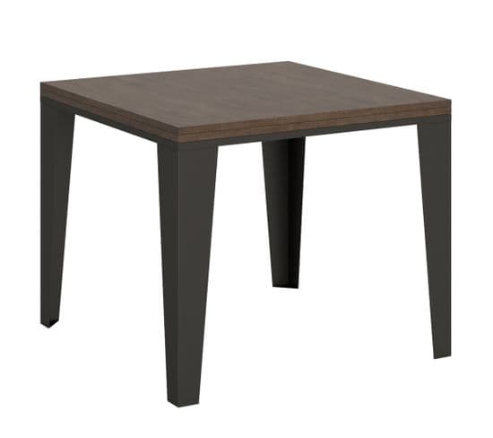 Table Extensible 90x90/180 Cm Flame Libra Noyer Cadre Anthracite