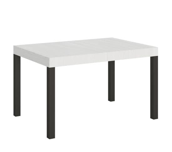 Table Extensible 90x130/390 Cm Everyday Frêne Blanc Cadre Anthracite