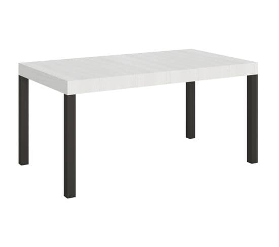 Table Extensible 90x160/420 Cm Everyday Frêne Blanc Cadre Anthracite