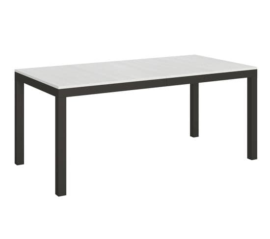 Table Extensible 90x180/284 Cm Everyday Evolution Frêne Blanc Cadre Anthracite