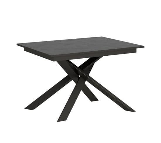 Table Extensible 90x120/180 Cm Ganty Anthracite Spatulé Bande De Chante Anthracite Cadre Anthracite