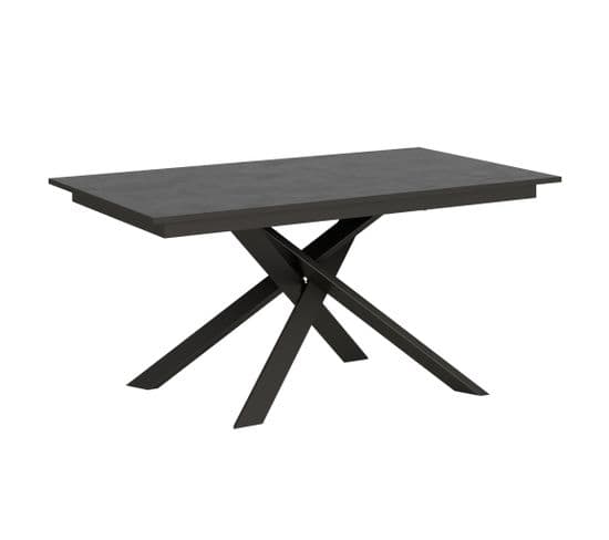 Table Extensible 90x160/220 Cm Ganty Anthracite Spatulé Bande De Chante Anthracite Cadre Anthracite