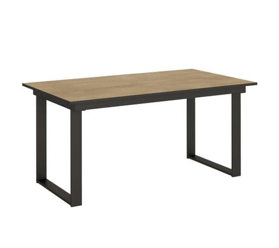 Table Extensible 90x160/220 Cm Bandos Chêne Nature Cadre Anthracite