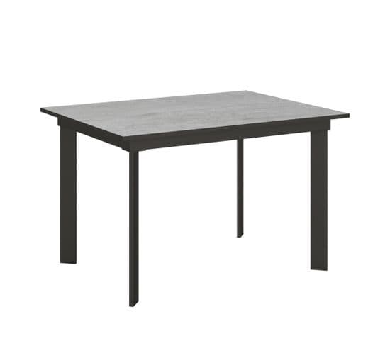 Table Extensible 90x120/180 Cm Cumar Ciment Cadre Anthracite