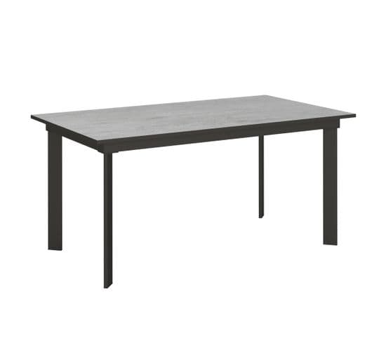 Table Extensible 90x160/220 Cm Cumar Ciment Cadre Anthracite