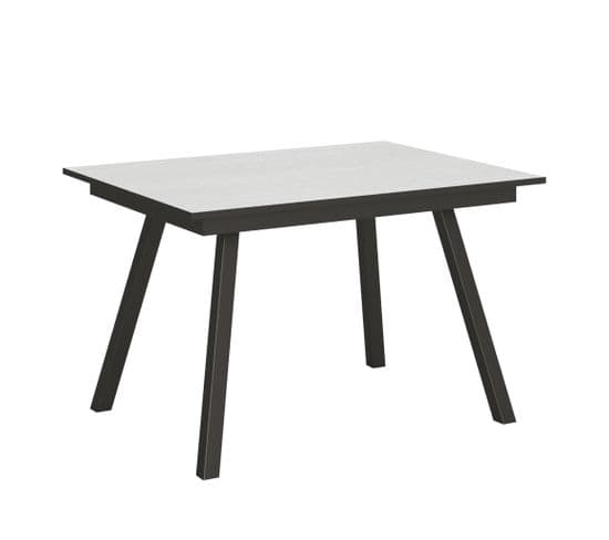 Table Extensible 90x120/180 Cm Mirhi Frêne Blanc Cadre Anthracite