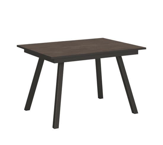 Table Extensible 90x120/180 Cm Mirhi Noyer Cadre Anthracite