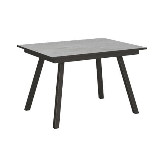 Table Extensible 90x120/180 Cm Mirhi Ciment Cadre Anthracite