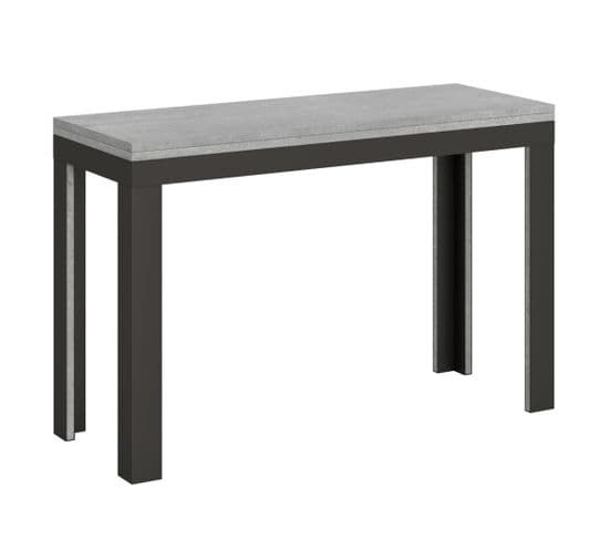Table Extensible Portefeuille 120x45/90 Cm Linea Double Ciment Cadre Anthracite