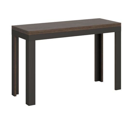 Table Extensible Portefeuille 120x45/90 Cm Linea Double Noyer Cadre Anthracite