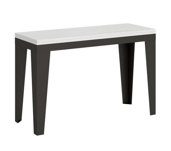Table Extensible Portefeuille 120x45/90 Cm Flame Double Frêne Blanc Cadre Anthracite