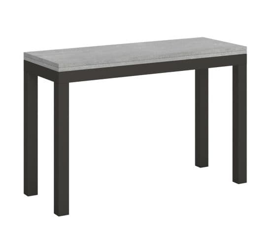 Table Extensible Portefeuille 120x45/90 Cm Everyday Double Ciment Cadre Anthracite