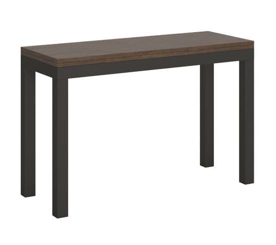 Table Extensible Portefeuille 120x45/90 Cm Everyday Double Noyer Cadre Anthracite