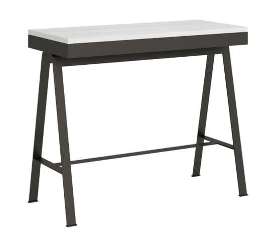 Console Extensible 90x40/196 Cm Banco Evolution Small Frêne Blanc Cadre Anthracite