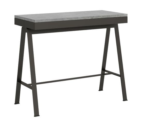 Console Extensible 90x40/196 Cm Banco Evolution Small Ciment Cadre Anthracite