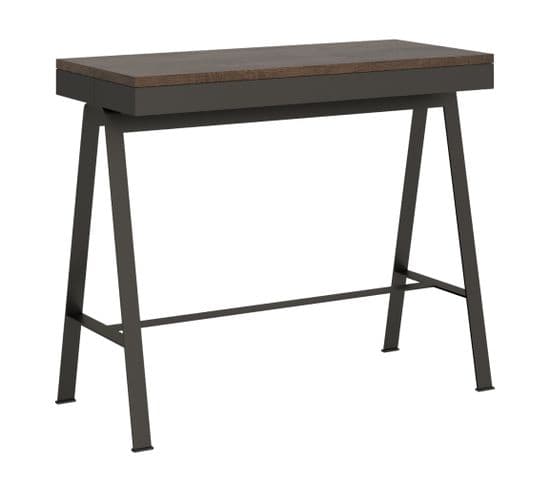 Console Extensible 90x40/196 Cm Banco Evolution Small Noyer Cadre Anthracite