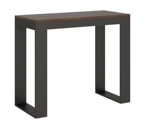 Console Extensible 90x40/196 Cm Tecno Evolution Small Noyer Cadre Anthracite