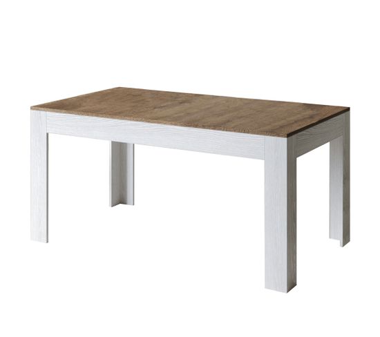 Table Extensible 90x160/220 Cm Bibi Mix Dessus Noyer Cadre Frêne Blanc