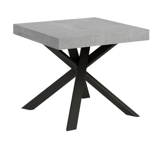 Table Extensible 90x90/194 Cm Clerk Dessus Ciment Pieds Anthracite