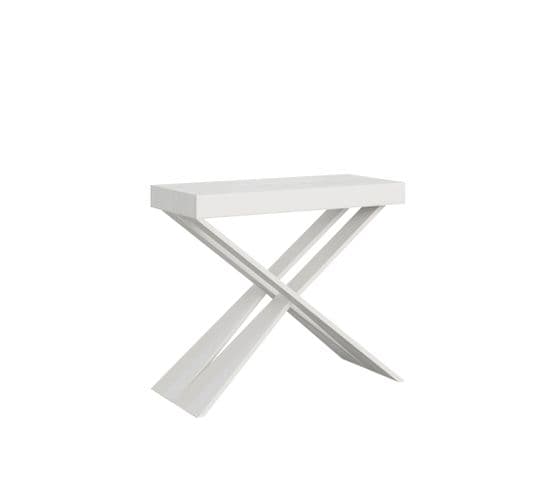 Console Extensible 90x40/300 Cm Diago Frêne Blanc Cadre Blanc