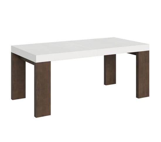 Table Extensible 90x180/284 Cm Roxell Mix Dessus Frêne Blanc Pieds Noyer