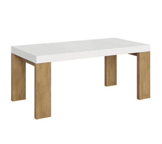 Table Extensible 90x180/284 Cm Roxell Mix Dessus Frêne Blanc Pieds Chêne Nature