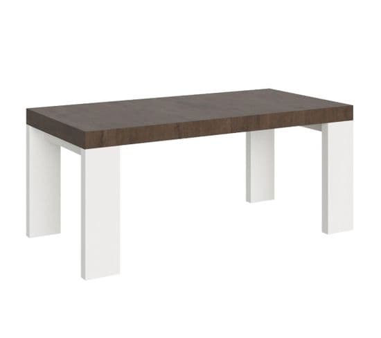 Table Extensible 90x180/284 Cm Roxell Mix Dessus Noyer Pieds Frêne Blanc