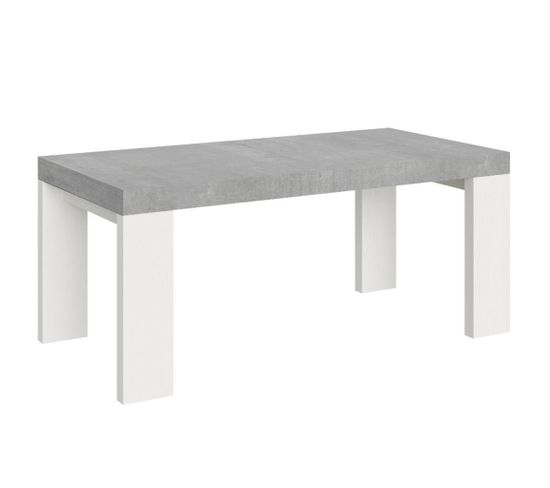 Table Extensible 90x180/284 Cm Roxell Mix Dessus Ciment Pieds Frêne Blanc