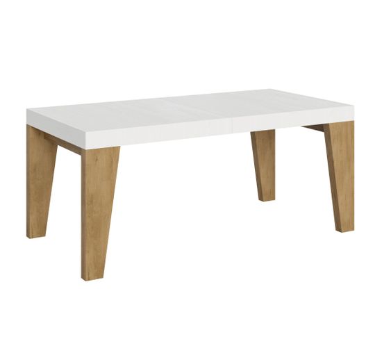 Table Extensible 90x180/284 Cm Naxy Mix Dessus Frêne Blanc Pieds Chêne Nature