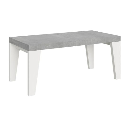 Table Extensible 90x180/284 Cm Naxy Mix Dessus Ciment Pieds Frêne Blanc