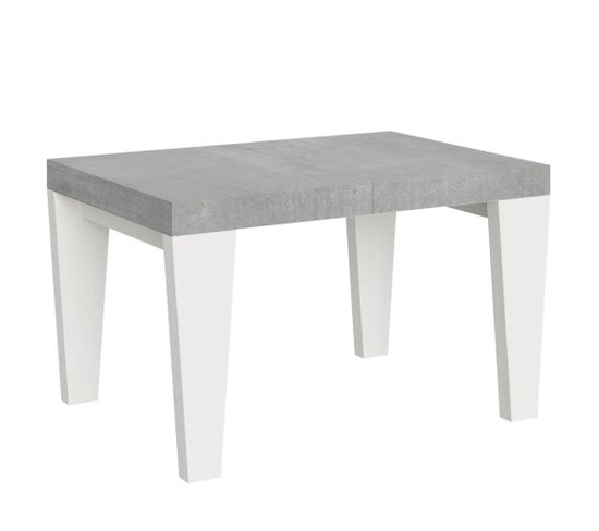 Table Extensible 90x130/234 Cm Spimbo Mix Dessus Ciment Pieds Frêne Blanc