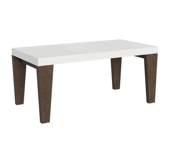 Table Extensible 90x180/284 Cm Spimbo Mix Dessus Frêne Blanc Pieds Noyer