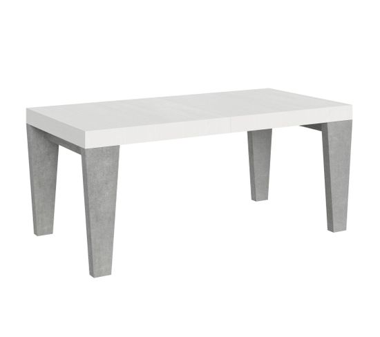 Table Extensible 90x180/284 Cm Spimbo Mix Dessus Frêne Blanc Pieds Ciment