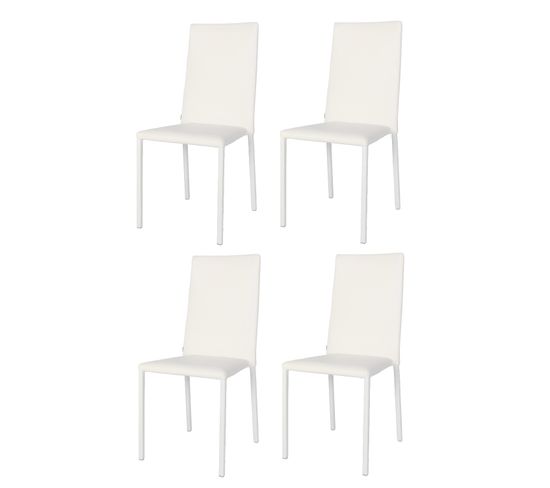 Set 2 Chaises Empilables Julia, Structure En Acier, Assise Et Dossier Revêtus En Simili Cuir Blanc