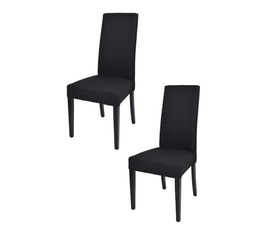 Set 2 Chaises Glam, Structure En Hêtre Couleur Noir, Assise Et Dossier Revêtus En Tissu