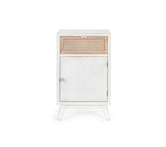 Chevet En Bois Blanc 1 Tiroir 1 Porte Style Bord De Mer - Baya