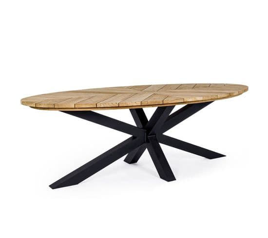 Table à Manger De Jardin Ovale En Teck Et Métal L240 - Cap Ferret