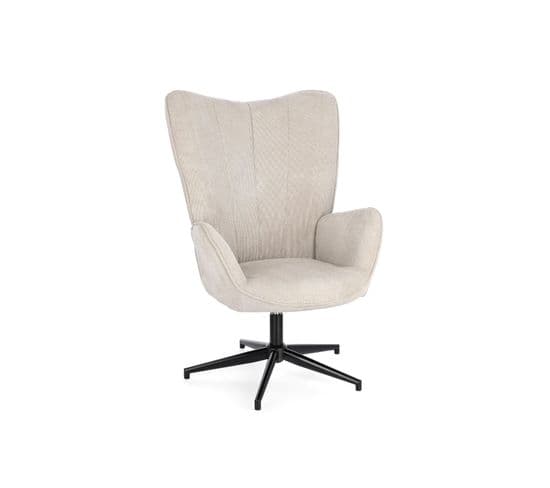 Fauteuil De Salon Pivotant En Tissu à Accoudoirs Dossier Haut - Igor