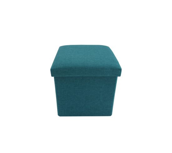 Pouf Repose-pieds Tabouret Bleu Clair Tissu Récipient 30x30x30