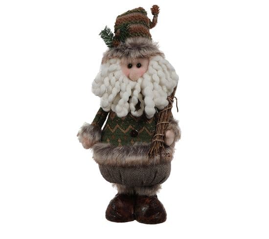 Père Noël Gnome Grand Vert Marron Décoratif 48x22x14