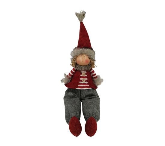 Elf Nordique Gnome De Noël En Tissu Gris Rouge Décoration De Noël